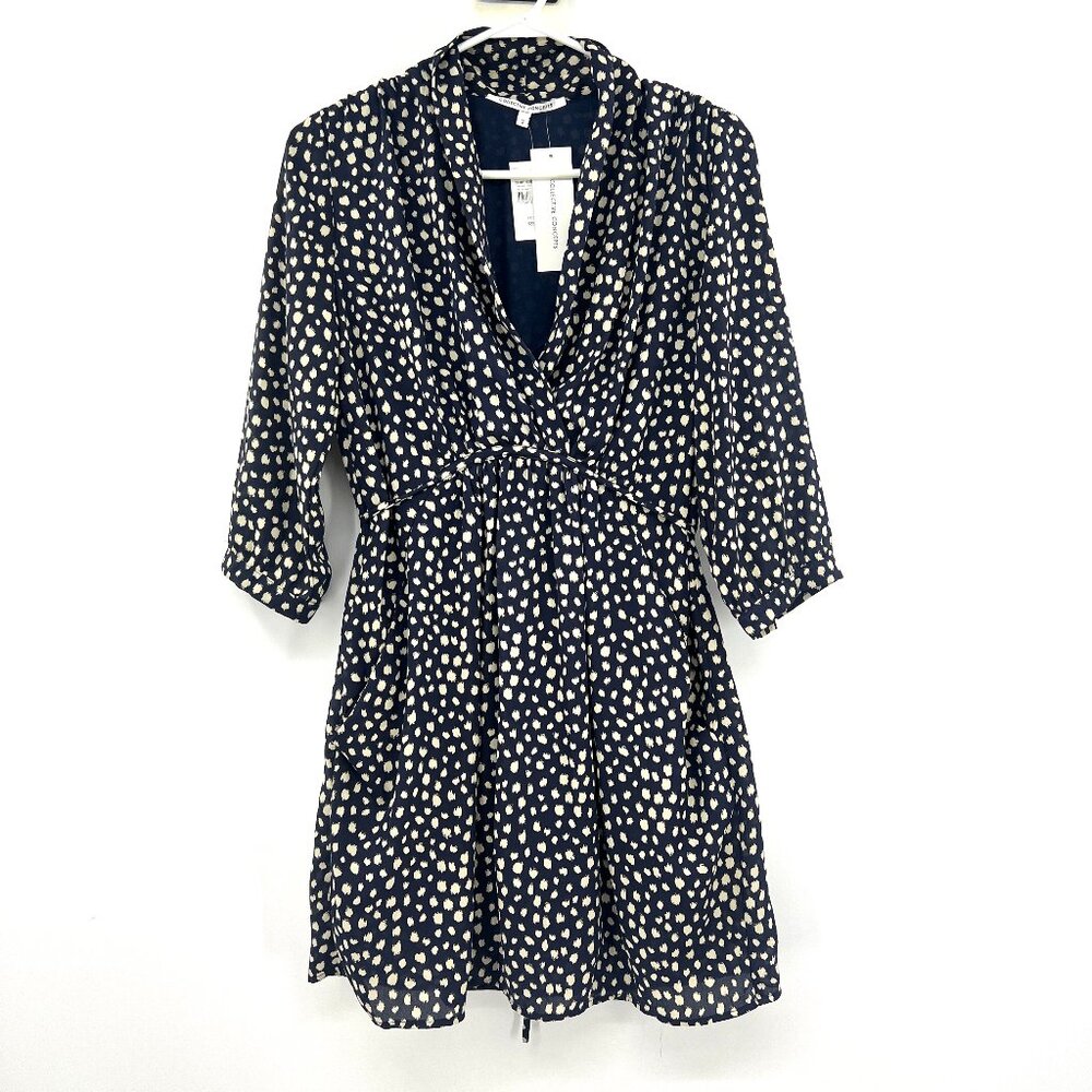 NWT Collective Concepts Navy Ivory Print Mini Dress Women's Small
